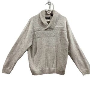 Men’s Shawl Collar Knit Pullover Winter Layering Sweater Size XL Minimalist